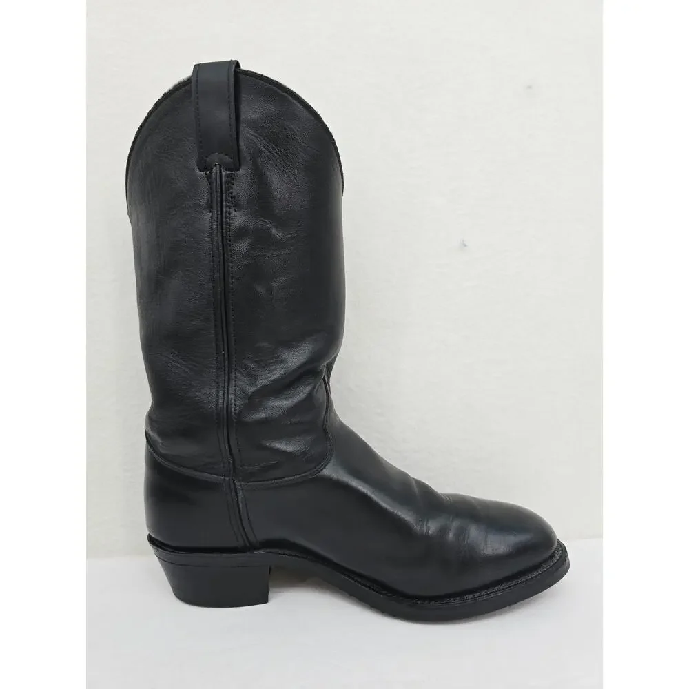 Vintage Men's Western Cowboy Boots Leather Black 9 Wide